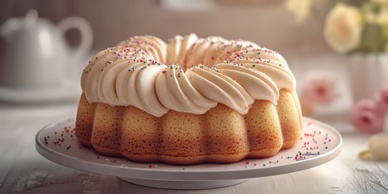 Deliciously decorated bundt cake ready for a celebration in a cozy kitchen setting